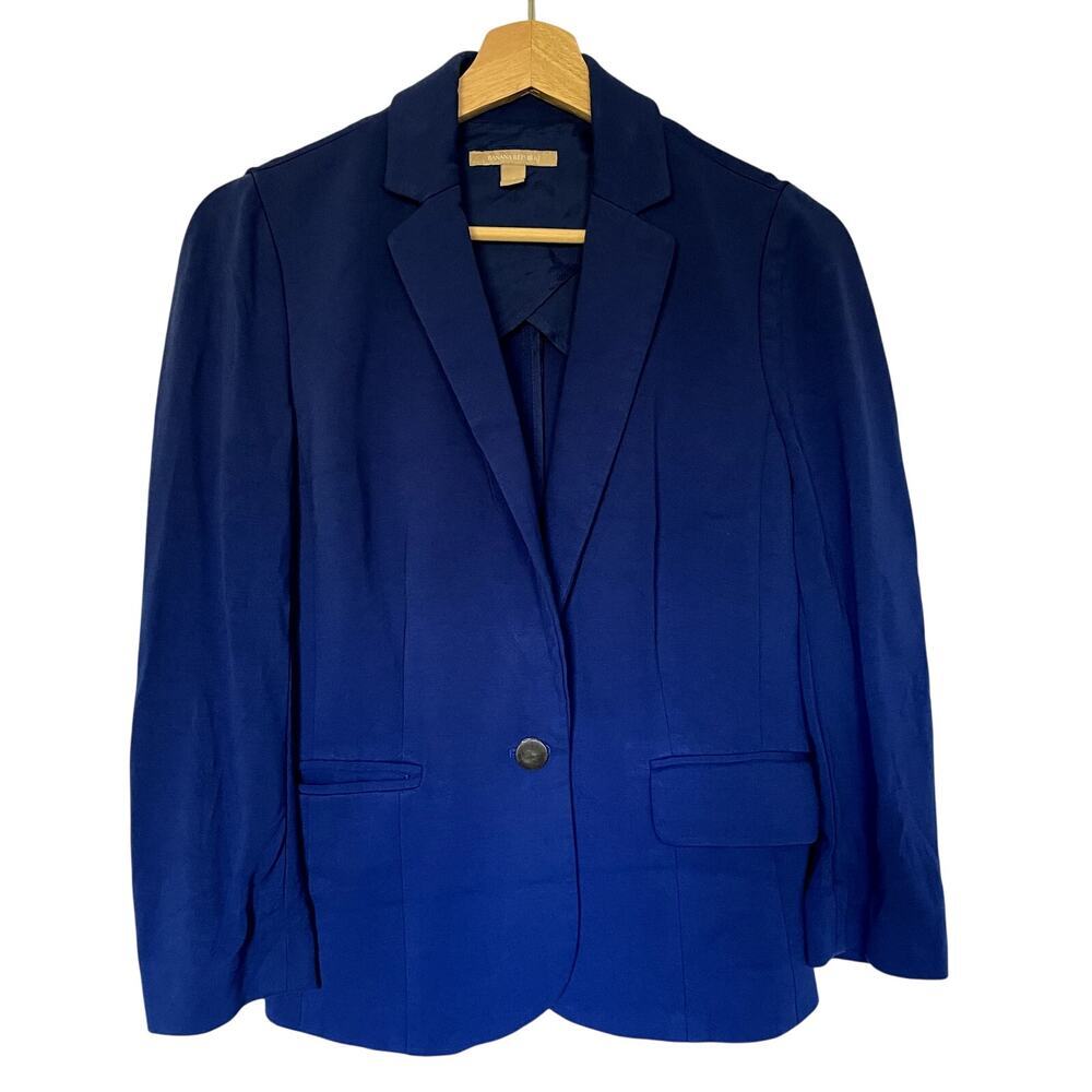 Banana Republic royal blue blazer women's size‎ 2 pockets rayon nylon jacket